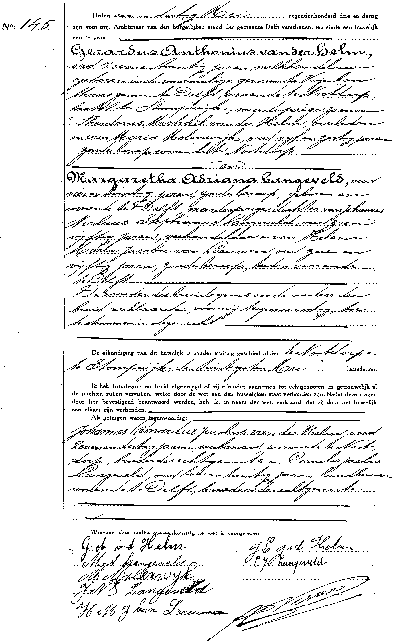 19330531 huw akte 145 Gerardus A vd Helm - Margaretha A Langeveld